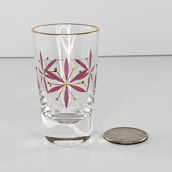 Mid Century Modern Atomic Shot Glass Toothpick Holder Vintage Retro Flowers - Picture 2 of 8